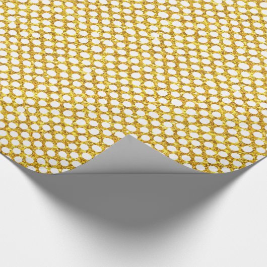 Goldter Glitzer und weißer Polka-Dot Geschenkpapier (Ecke)
