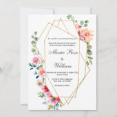 Goldterrarium-Hochzeit mit weißer Rosa-Minze Einladung (Vorderseite)