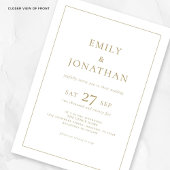 Goldtext 3 Fotos Line Border QR Code Hochzeit Einladung