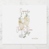 Goldtext der glänzenden Wine Glasses Engagement Pa Schaumweinetikett (Einzelnes Label)