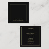 Goldtext Name Elegante Schwarze Vorlage Moderne Quadratische Visitenkarte (Vorne/Hinten)