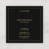 Goldtext Name Elegante Schwarze Vorlage Moderne Quadratische Visitenkarte (Rückseite)
