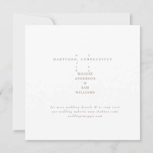 Goldtext White Contemporary Square Save the Date (Rückseite)