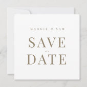 Goldtext White Contemporary Square Save the Date (Vorderseite)
