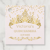 Goldtiara, Polka dot confetti Quinceanera Geschenkanhänger (Vorderseite)