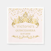 Goldtiara, Polka dot confetti Quinceanera Serviette (Vorderseite)