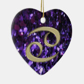 Goldtierkreis-Zeichen-Krebs auf lila Keramik Ornament (Rechts)