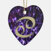 Goldtierkreis-Zeichen-Krebs auf lila Keramik Ornament (Links)