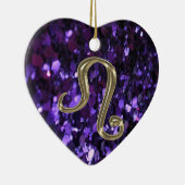 Goldtierkreis-Zeichen Löwe auf lila Keramikornament (Rechts)