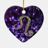 Goldtierkreis-Zeichen Löwe auf lila Keramikornament (Hinten)