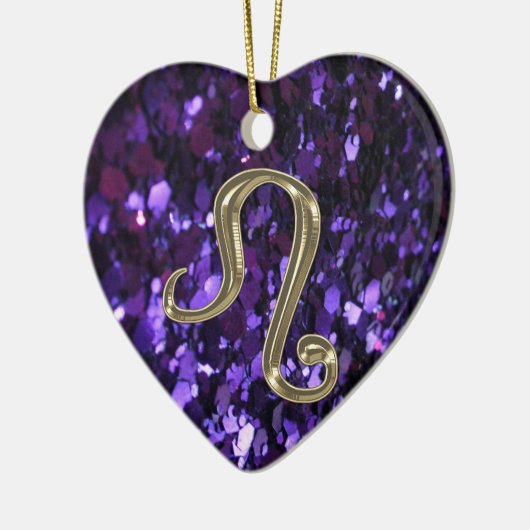 Goldtierkreis-Zeichen Löwe auf lila Keramikornament (Links)