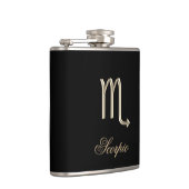 Goldtierkreis-Zeichen-Skorpion auf schwarzer Flachmann (Rechts)