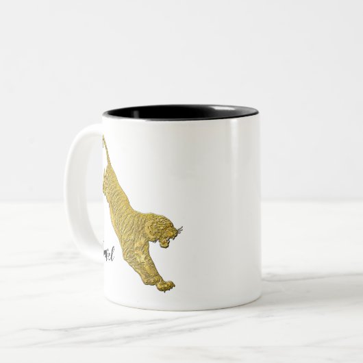 Goldtiger Ihr Text Zweifarbige Tasse (Vorderseite Links)