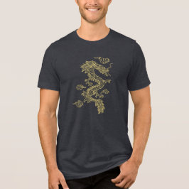 Goldtöne Chinesischer Drache Tri-Blend Shirt