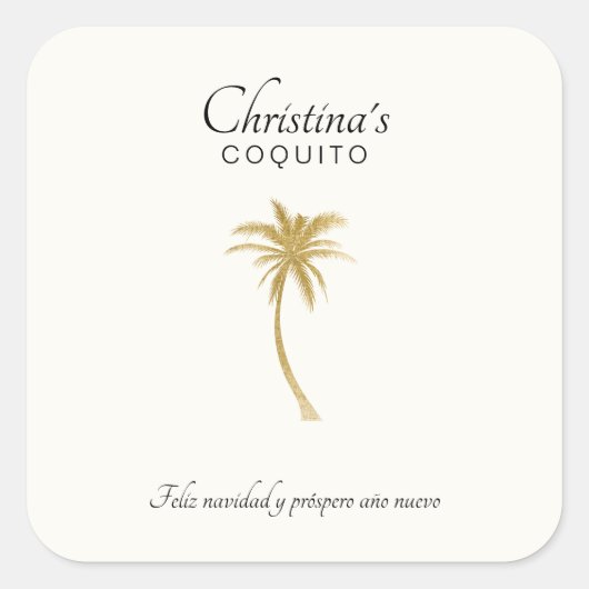 Goldtone Palm Tree Coquito Sticker (Vorderseite)