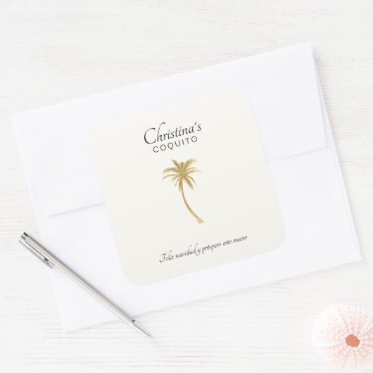 Goldtone Palm Tree Coquito Sticker (Umschlag)