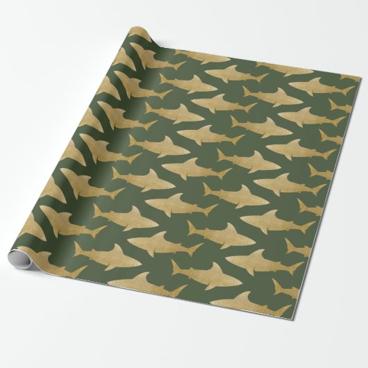 Goldtone Shark Wrapping Paper Geschenkpapier (Ungerollt)