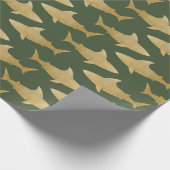 Goldtone Shark Wrapping Paper Geschenkpapier (Ecke)