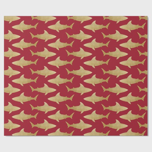 Goldtone Shark Wrapping Paper Geschenkpapier (Flach)