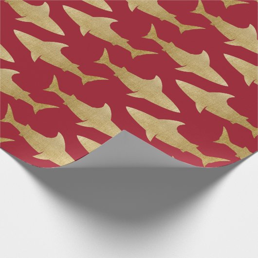 Goldtone Shark Wrapping Paper Geschenkpapier (Ecke)