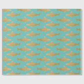 Goldtone Shark Wrapping Paper Geschenkpapier (Flach)