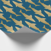 Goldtone Shark Wrapping Paper Geschenkpapier (Ecke)