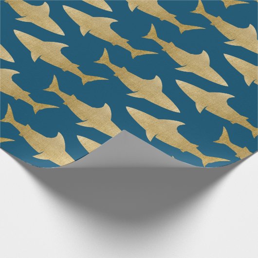 Goldtone Shark Wrapping Paper Geschenkpapier (Ecke)