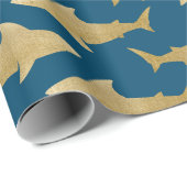 Goldtone Shark Wrapping Paper Geschenkpapier (Rolleneckpunkt)