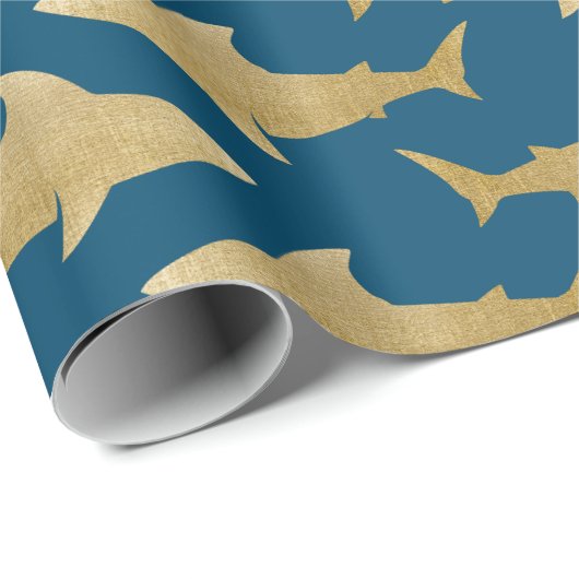 Goldtone Shark Wrapping Paper Geschenkpapier (Rolleneckpunkt)