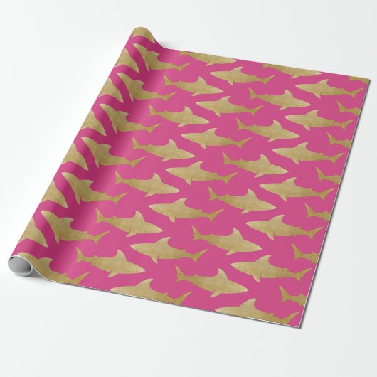 Goldtone Shark Wrapping Paper Geschenkpapier (Ungerollt)