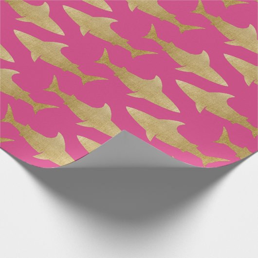 Goldtone Shark Wrapping Paper Geschenkpapier (Ecke)