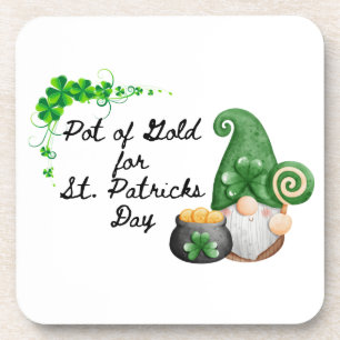 Goldtopf zum St. Patrick's Day auf einem Getränkeuntersetzer