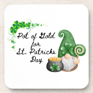 Goldtopf zum St. Patrick's Day auf einem  Getränkeuntersetzer