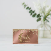 Goldtropfhaarstylistin, moderner Goldtypografie Visitenkarte (Stehend Vorderseite)