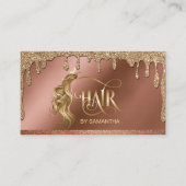 Goldtropfhaarstylistin, moderner Goldtypografie Visitenkarte (Vorderseite)