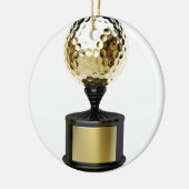 Goldtrophäe mit Golfball Keramikornament (Links)