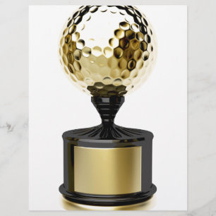 Goldtrophie mit Golfball