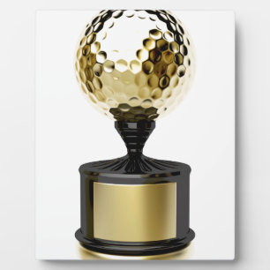 Goldtrophie mit Golfball Fotoplatte