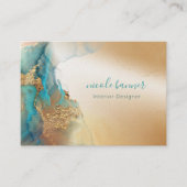 Goldtürkis-Abstrakte Wasserfarbe Visitenkarte (Vorderseite)