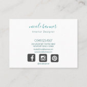 Goldtürkis-Abstrakte Wasserfarbe Visitenkarte (Rückseite)