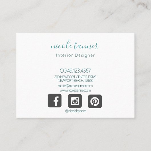 Goldtürkis-Abstrakte Wasserfarbe Visitenkarte (Rückseite)