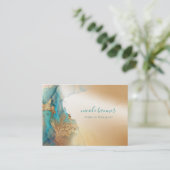 Goldtürkis-Abstrakte Wasserfarbe Visitenkarte (Stehend Vorderseite)