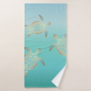 GoldTürkis-Schildkröten Badehandtuch