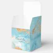 Goldtürkisfarbene Abstrakte Namensschrift Moderne Geschenkschachtel (Geöffnet)