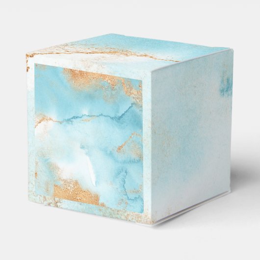 Goldtürkisfarbene Abstrakte Namensschrift Moderne Geschenkschachtel (Rückseite)