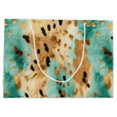 Goldtürkisfarbene Schwarze Farbe Große Geschenktüte (Rückseite)