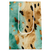 Goldtürkisfarbene Schwarze Farbe Mittlere Geschenktüte (Rückseite)