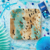 Goldtürkisfarbene Schwarze Farbe Pappteller (Party)