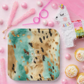 Goldtürkisfarbene Schwarze Farbe Pappteller (Party)