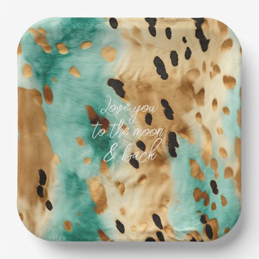 Goldtürkisfarbene Schwarze Farbe Pappteller (Vorderseite)